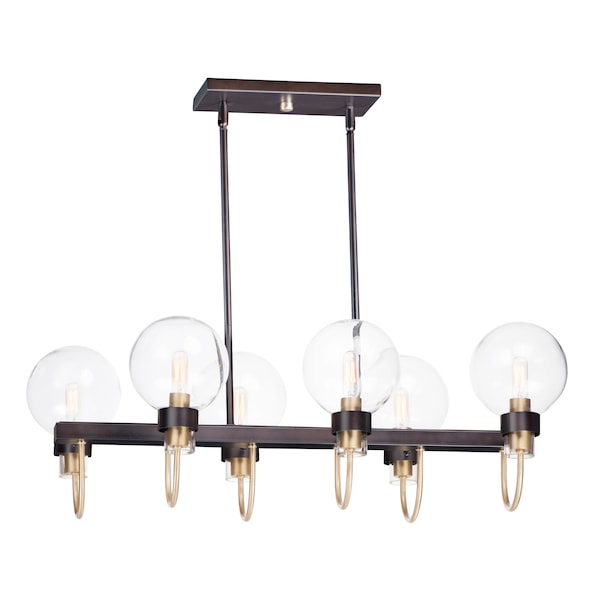 Maxim Lighting Bauhaus 6-Light 16" Wide Bronze / Satin Brass Linear Pendant 30519CLBZSBR - main